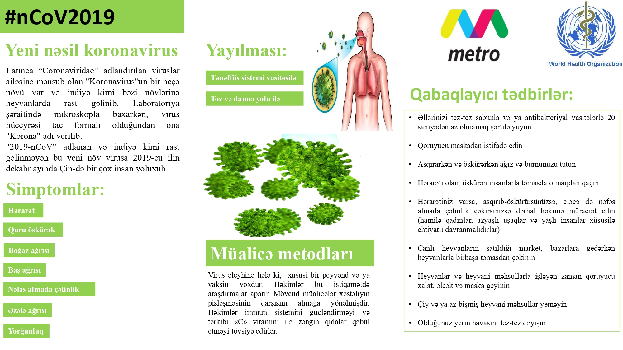 Covid-19 ilə bağlı maariflənmə posteri